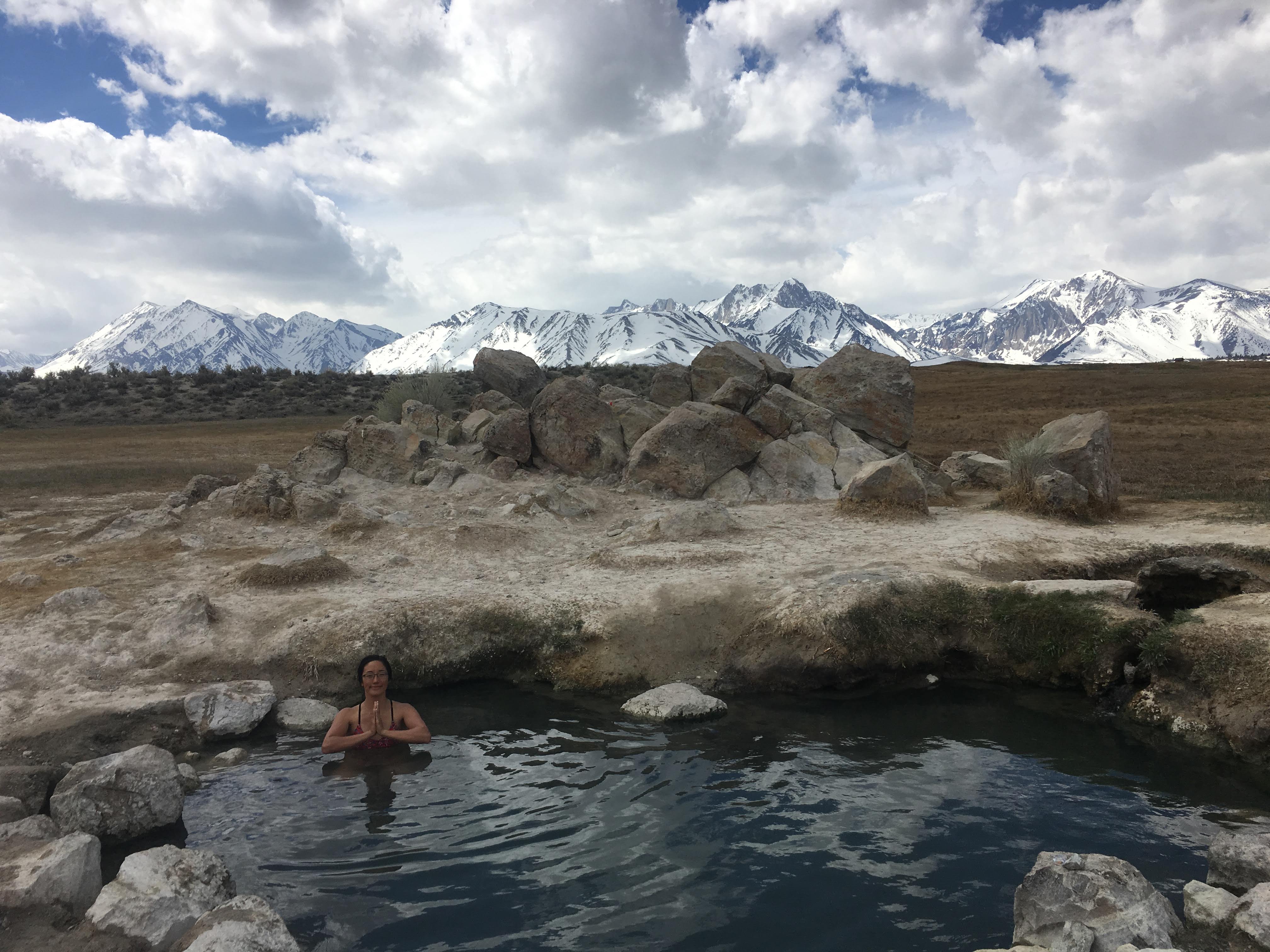 Hot Springs abound in this area! This one is called Wild Willy's and it's quite a hot one. After bumping along a dirtroad, we parked our car and followed a boardwalk out into the desert that led to this steaming pool.