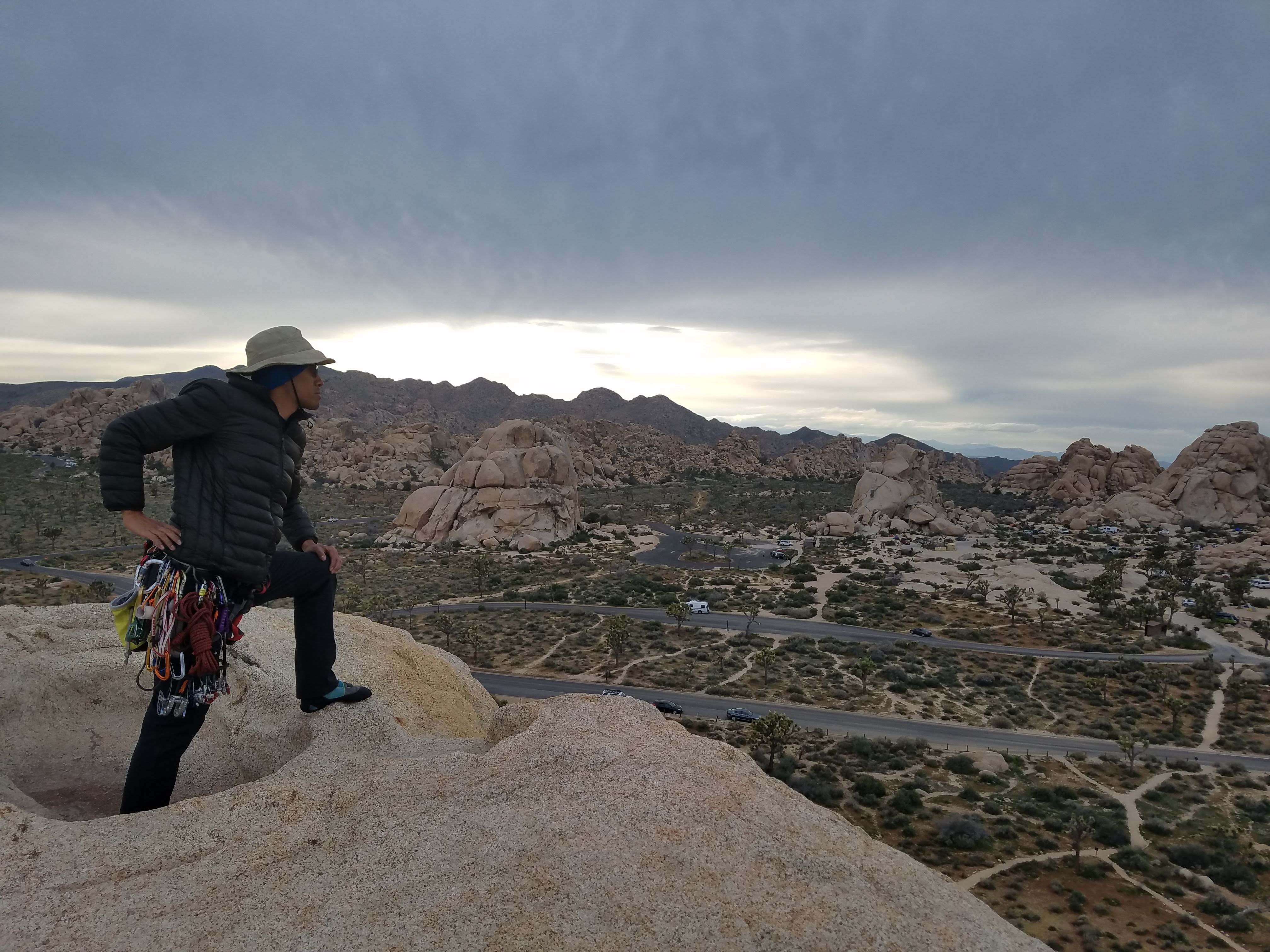 Top of Intersection Rock, looking down into the Hidden Valley campground.