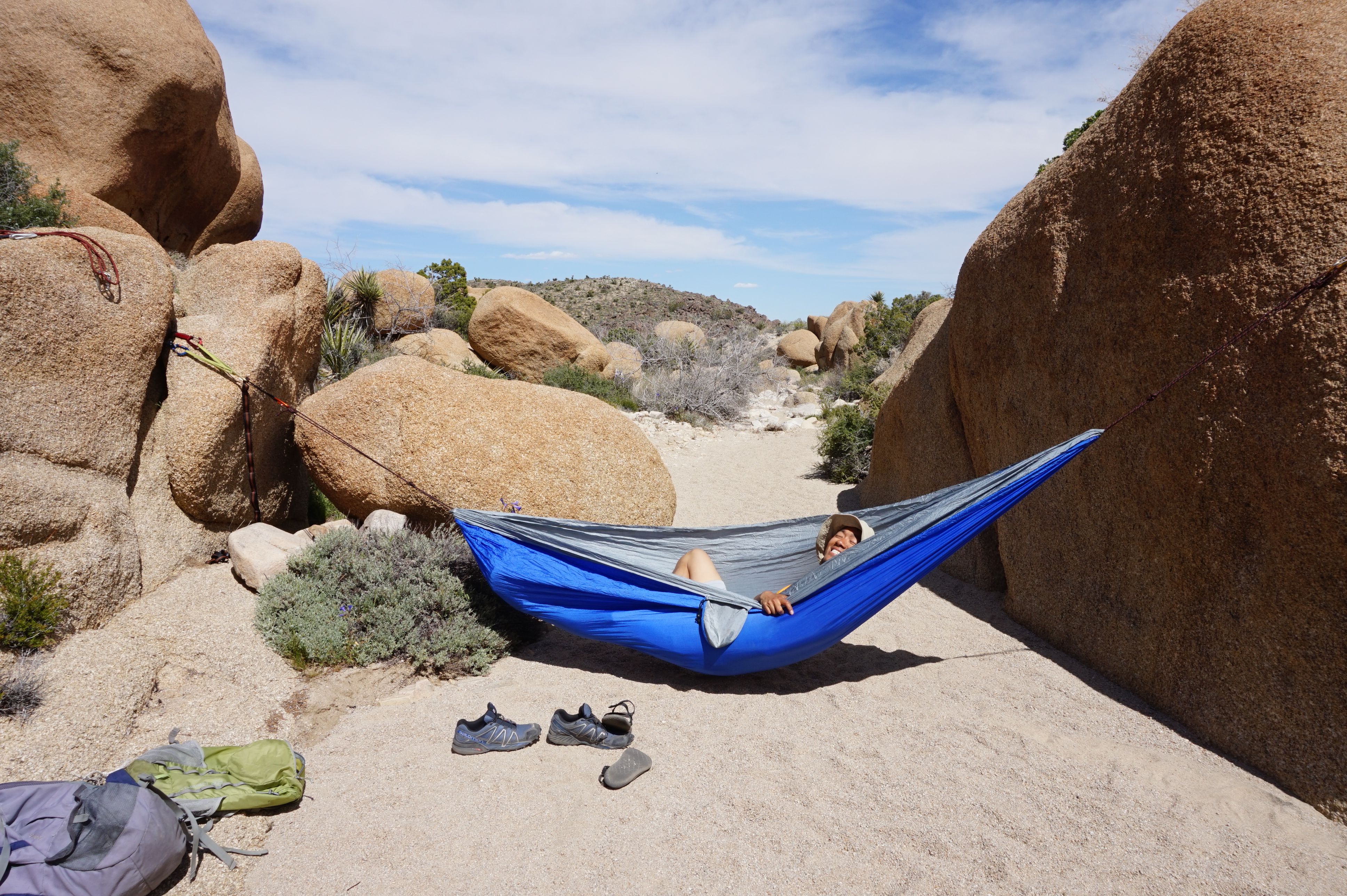 Found a good hammock spot in a wash near Split Rock.