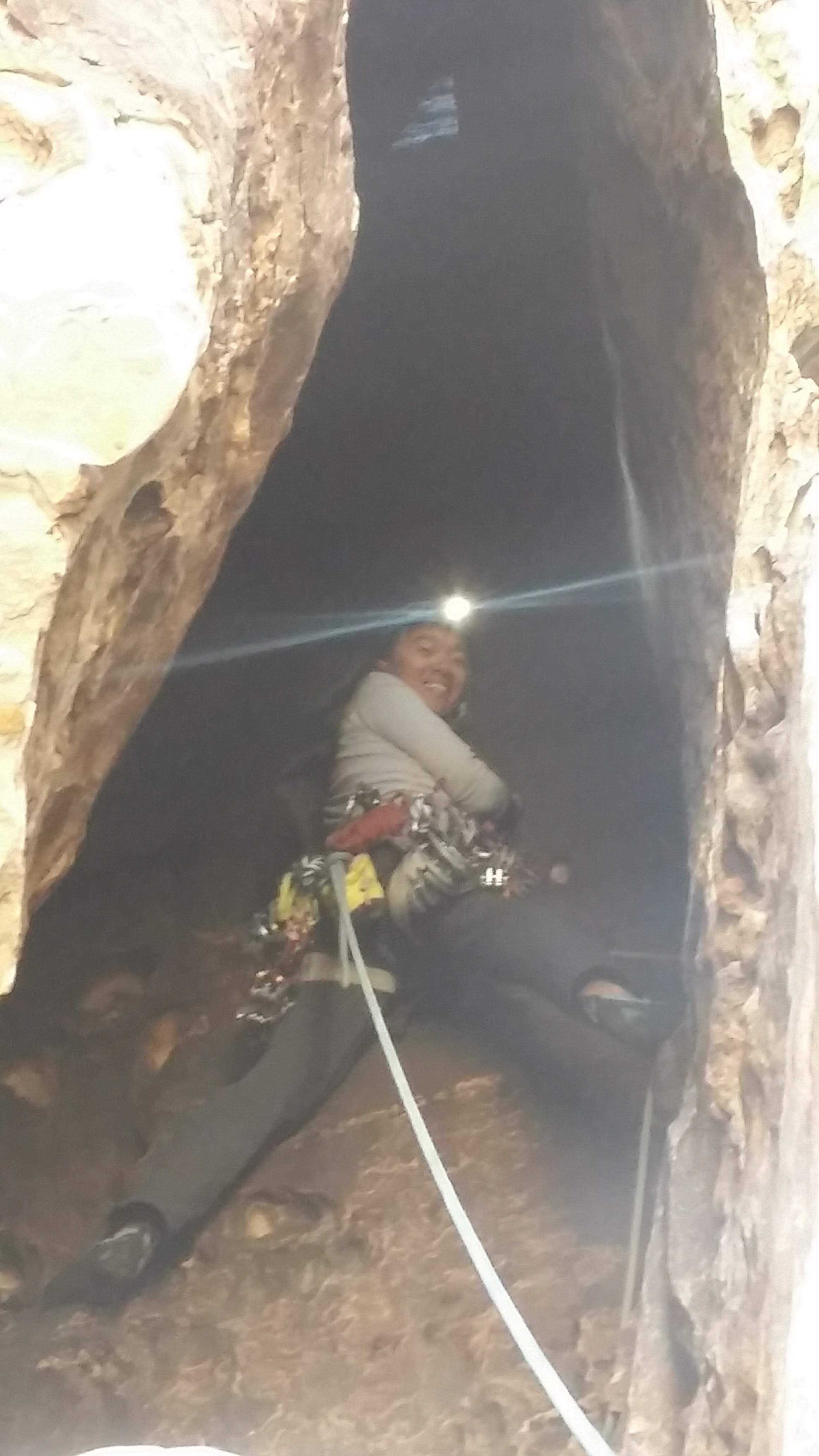 Geoff entering the tunnel pitch of Middle Earth.