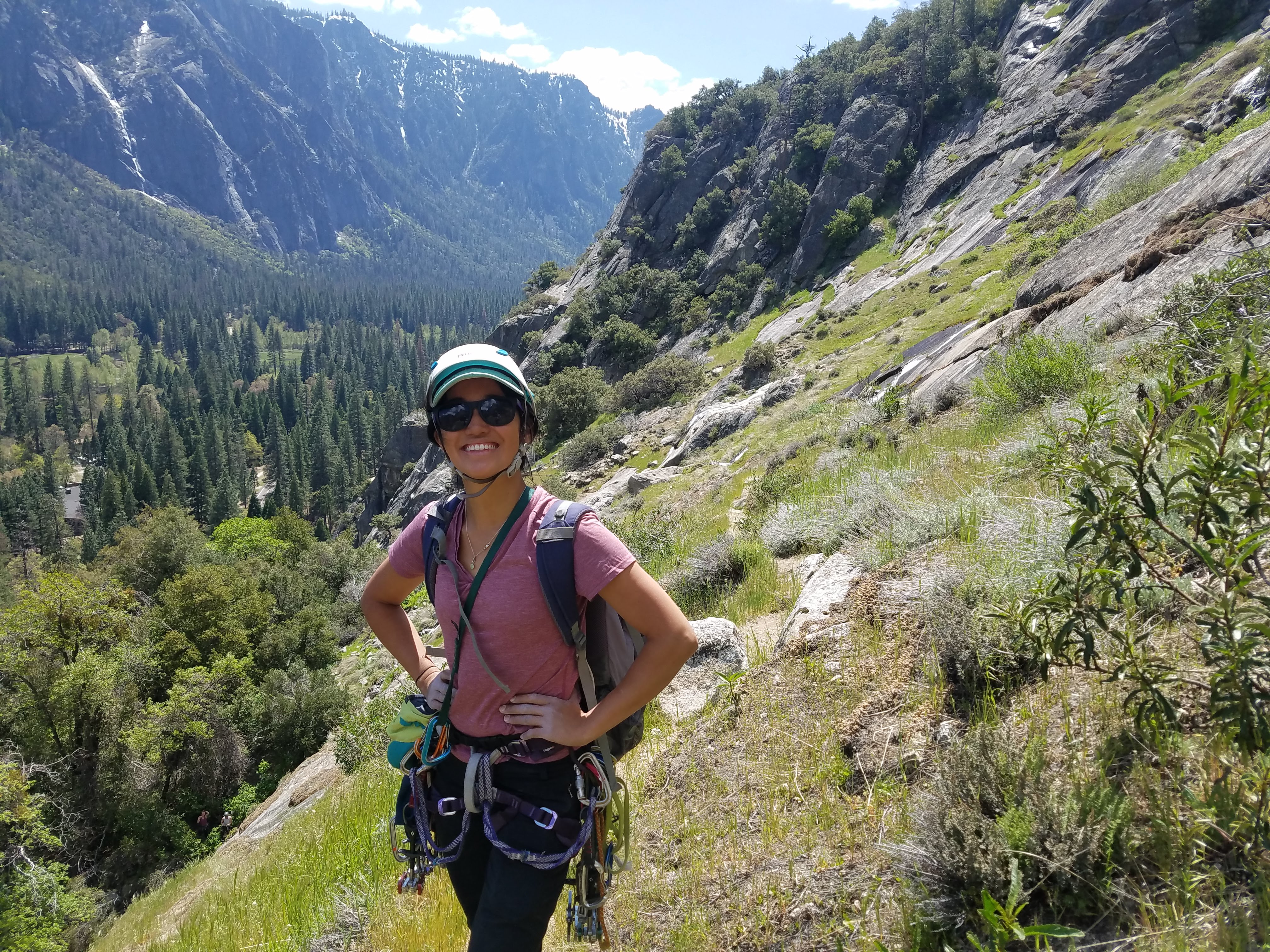 The descent from Munginella. After this beautiful goat trail, we rappeled down a small waterfall. Our rope got wet, but it was awesome.