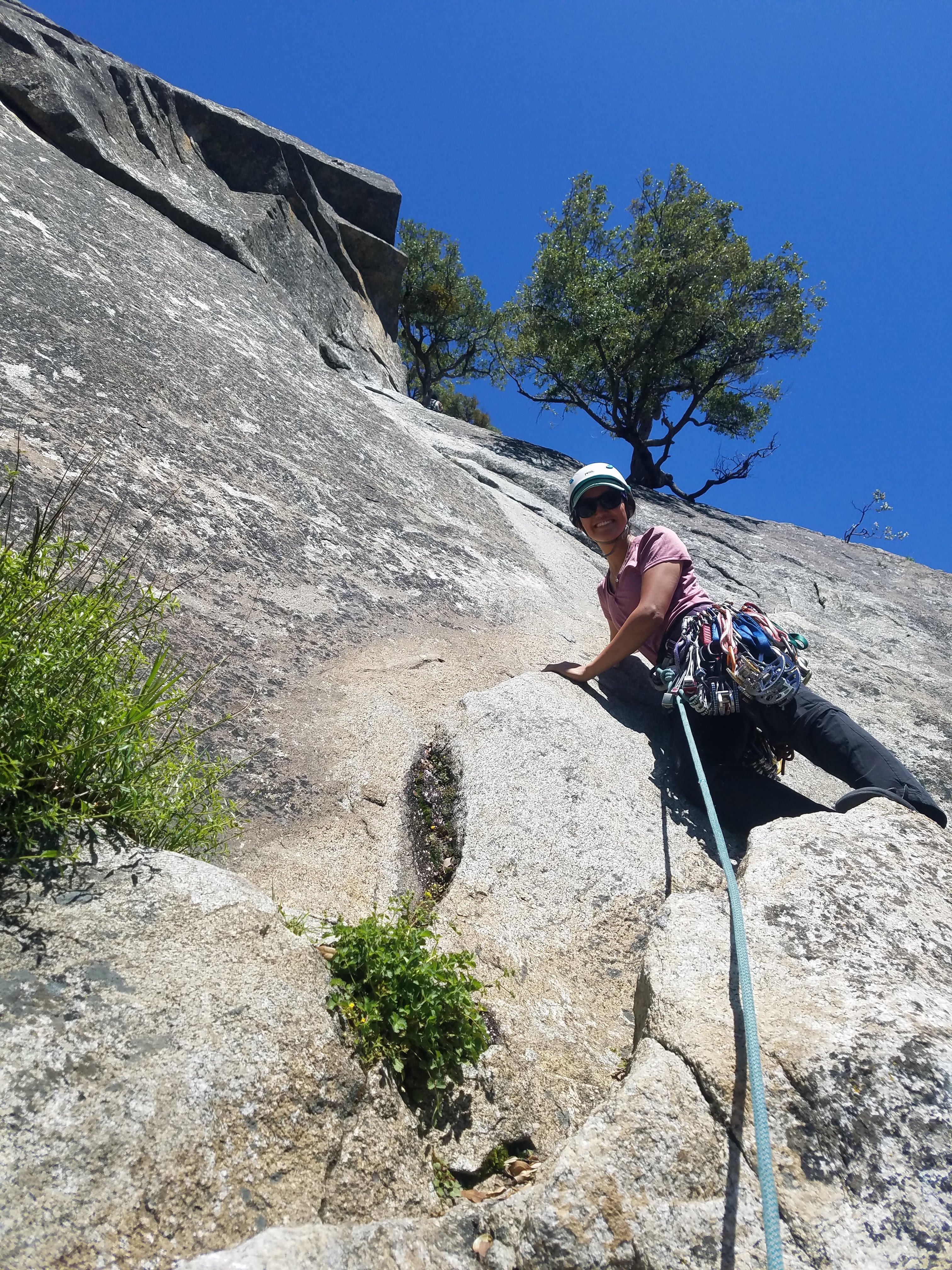 Our first climb in Yosemite was Munginella, a 5.6 two pitch climb. I'm not sure why it's called that, there was nothing 'munge' about it. I loved it.
